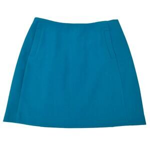 Banana Republic A Line Mini Skirt Sz 8 Pockets Lined Turquoise Poly Rayon Spandx